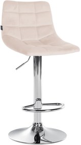 Conjunto de 2 bancos de bar Jerry em veludo com estrutura cromada 87-108,5 x 43 x 46,5 cm Bege