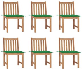 vidaXL Cadeiras de jardim 6 pcs c/ almofadões madeira de teca maciça