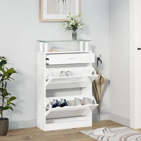 vidaXL Sapateira 63x24x104 cm derivados de madeira branco brilhante