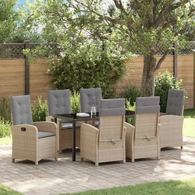 Conjunto de Jantar de Jardim com Almofadas Bege Rattan PE
