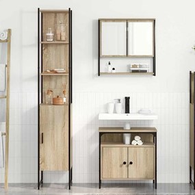 Conjunto de Móveis para Banheiro 3 pcs Carvalho sonoma