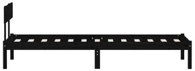 Estrutura de cama solteiro 90x190 cm pinho maciço preto