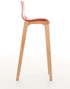 Banco de bar Hoover em plástico e com estrutura de Cor Natural 41 x 101 x 46 cm Vermelho