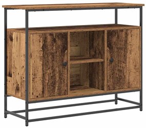 Sideboard vidaXL Madeira Velha 100x35x80 cm Aglomerado e Aço