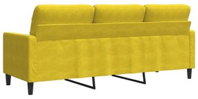 Sofá de 3 lugares 180 cm veludo amarelo