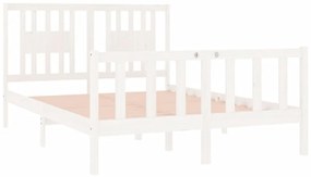 Estrutura de cama casal 135x190 cm madeira maciça branco