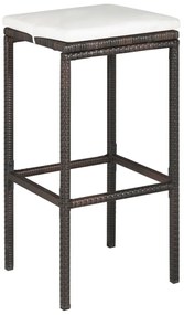 5 pcs conjunto de bar p/ jardim com almofadões vime PE castanho