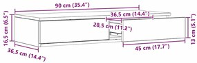Gavetas de Cama Pretas 90x36,5x16,5 cm Madeira Ingenheirada