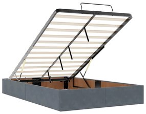 Cama otomana com colchão 120x190 cm veludo cinzento-escuro