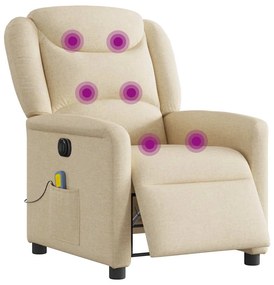 Poltrona de massagens reclinável elétrica tecido creme