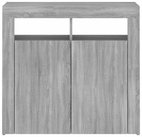 Aparador com luzes LED 80x35x75 cm cinzento sonoma