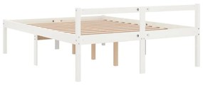 Estrutura de cama 160x200 cm pinho maciço branco