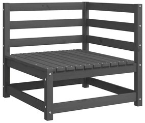 2 pcs conj. lounge de jardim c/ almofadões pinho maciço cinza