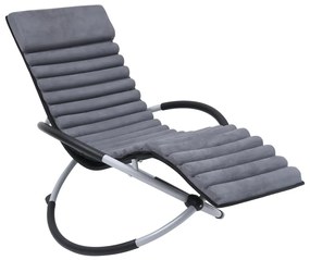 vidaXL Espreguiçadeira de exterior com almofadão aço cinzento
