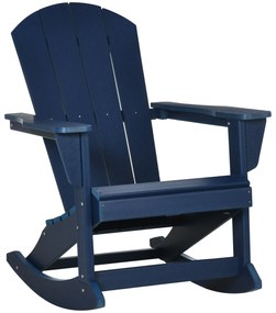 Outsunny Cadeira Adirondack Baloiço de Jardim Baloiço para Exterior Estilo Adirondack de HDPE para Varanda Pátio Carga Máxima 120kg 73,5x93x91,5cm Azul Escuro