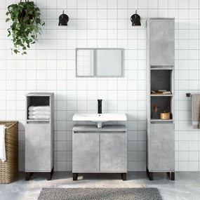 vidaXL 3 pcs conj. móveis casa banho derivados madeira cinza cimento