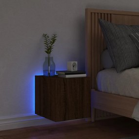 Móvel de parede p/ TV c/ luzes LED 30,5x35x30 carvalho castanho
