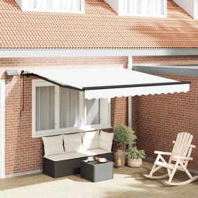 vidaXL Toldo Retrátil com luzes de tira LED Branco 300 x 250 cm tecido