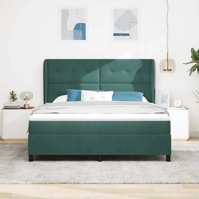 Cama box com colchão verde escuro 180x200 cm em veludo