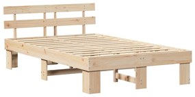 Estrado de Cama com Cabeceira 120x200 cm Madeira Maciça Pinho