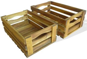 Conjunto de caixas para maçãs 2 pcs madeira de acácia maciça