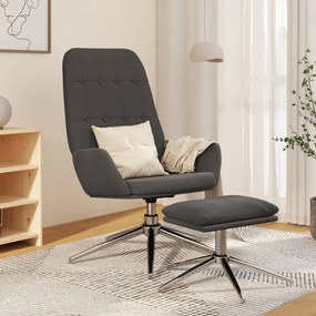 vidaXL Cadeira de descanso com banco p/ pés microfibra cinza-escuro