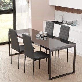 Conjunto de 4 Cadeiras de Sala de Jantar Estofadas em Linho com Pernas em Metal (MESA NÃO INCLUIDA) Cadeiras Modernas para Cozinha Quarto Suporta até