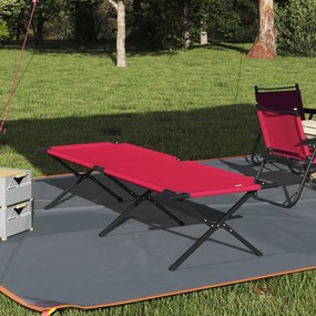 Cama de Sol Dobrável com Bolsa de Transporte Vermelha Tecido Oxford 60