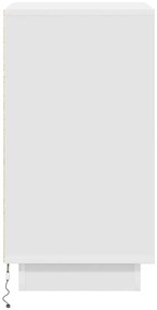 Mesa de cabeceira com luzes LED 38x34x65 cm branco