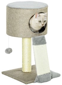 PawHut Arranhador Gatos Pequeno 50cm Compacto Estável Confortável 30x30x50cm Design Elegante Bege Escuro | Aosom Portugal