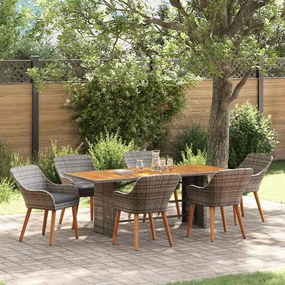 vidaXL Conjunto de Jantar de Jardim de 7 Peças Cinza Rattan Sintético