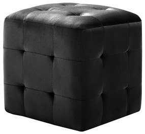 Pufe 2 pcs 30x30x30 cm veludo preto