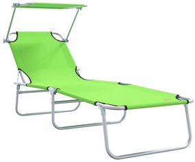 Espreguiçadeiras Dobráveis 2 pcs com Teto Verde Tecido Oxford 600D