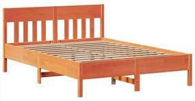 Cama sem colchão 140x190 cm pinho maciço castanho-mel