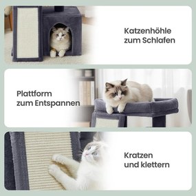 Arranhador para Gatos 51 x 39,2 x 46,4 cm, árvore de arranhar com placa de arranhar cinzento escuro