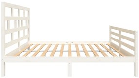 Estrutura de cama king 150x200 cm madeira maciça branco