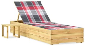 Espreguiçadeira de jardim com mesa e almofadão pinho impregnado