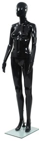 Manequim feminino completo base em vidro 175 cm preto brilhante