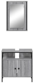 2 pcs conjunto móveis WC derivados de madeira sonoma cinza