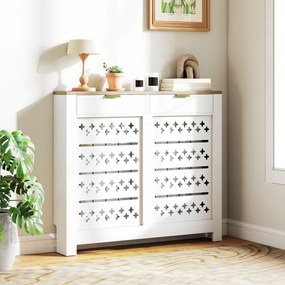 Cobertura de Radiador com Armário Basculante, 108 x 19 x 95,5 cm, Prateleira Superior, Branco