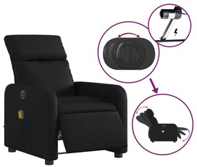 Poltrona massagens reclinável elétrica couro artificial preto