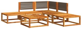 6 pcs conjunto de sofás de jardim com almofadões acácia maciça