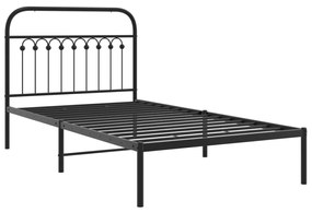 Estrutura de cama com cabeceira 100x190 cm metal preto