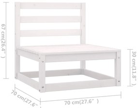 7 pcs conj. lounge de jardim c/ almofadões pinho maciço branco