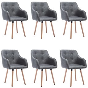 vidaXL Cadeiras de jantar 6 pcs tecido cinzento-escuro