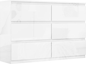 HOMCOM Cómoda com 6 Gavetas de Madeira Cómoda de Dormitório Cómoda Branca Estilo Moderno 112x34x75 cm Branco Brilhante | Aosom Portugal