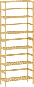 HOMCOM Estante de Bambu de 6 Níveis Prateleiras Ajustáveis para Espaços Pequenos Casa de Banho Cozinha 60x26x161 cm Madeira | Aosom Portugal