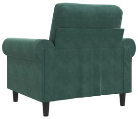 Poltrona 60 cm veludo verde-escuro