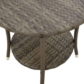 Cadeiras jardim reclináveis 2 pcs com mesa vime PE cinzento