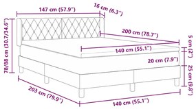 Cama Box Spring vidaXL com Colchão Cinza Escuro 140x200 cm Veludo